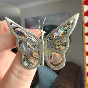 Silver and Abalone Butterfly Brooch
